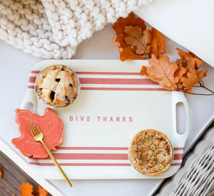 HARVEST GIVE THANKS STRIPE REUSABLE BAMBOO TRAY