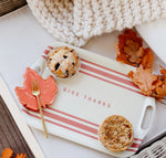 HARVEST GIVE THANKS STRIPE REUSABLE BAMBOO TRAY