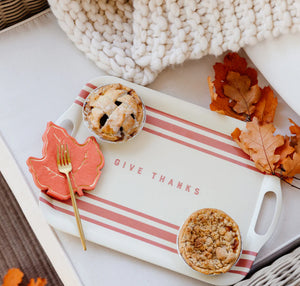 HARVEST GIVE THANKS STRIPE REUSABLE BAMBOO TRAY
