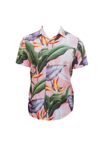 Cora Spearman Hawaii MENS Birds Of Paradise Mauve S/S "Kalani" Aloha Shirt