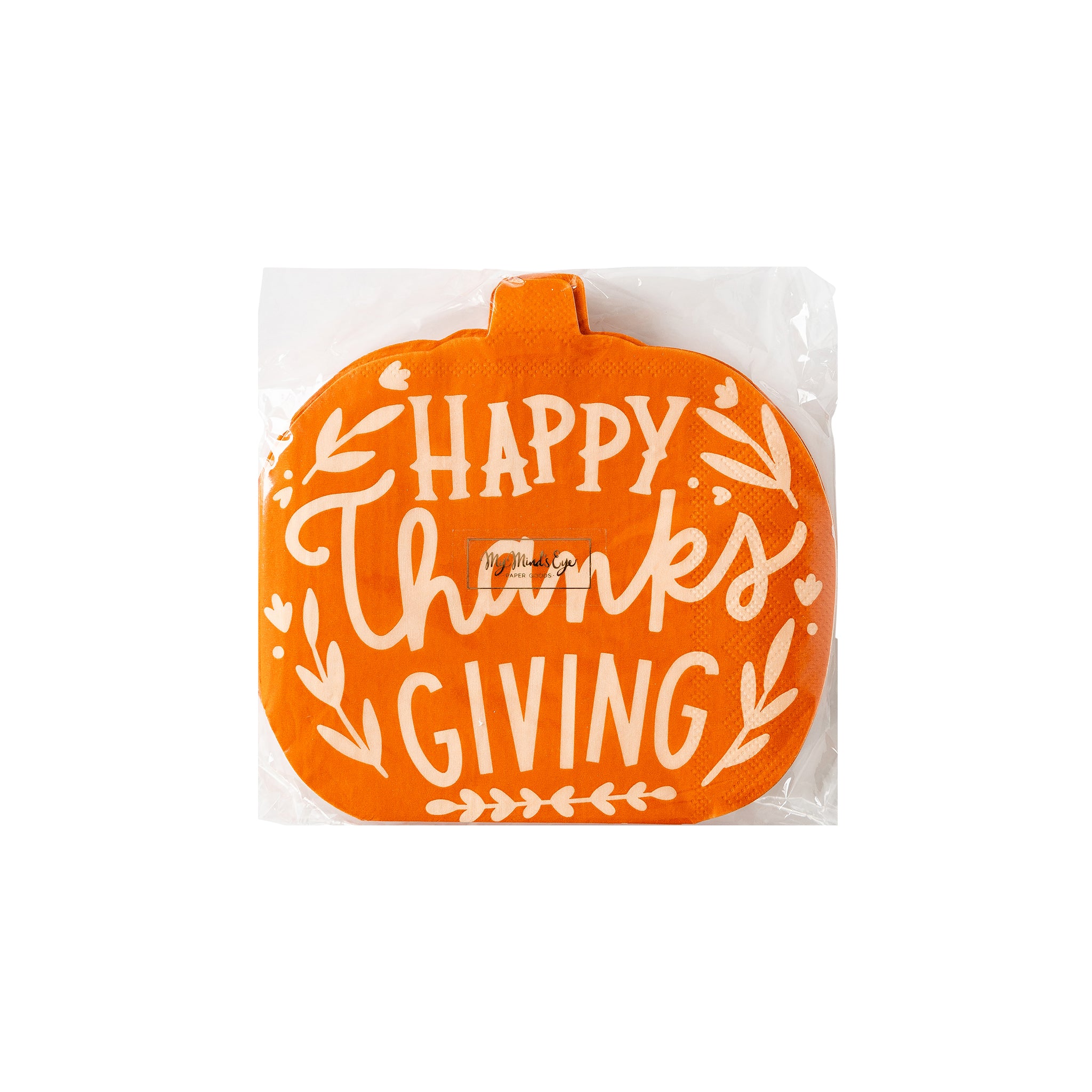 HAPPY THANKSGIVING PUMPKIN SHAPED PAPER DINNER NAPKIN