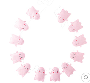 A LITTLE GHOUL PUFFY PINK FELT GHOST BANNER