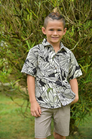 Coradorables BOYS Protea Black S/S "Kalani" Aloha Shirt