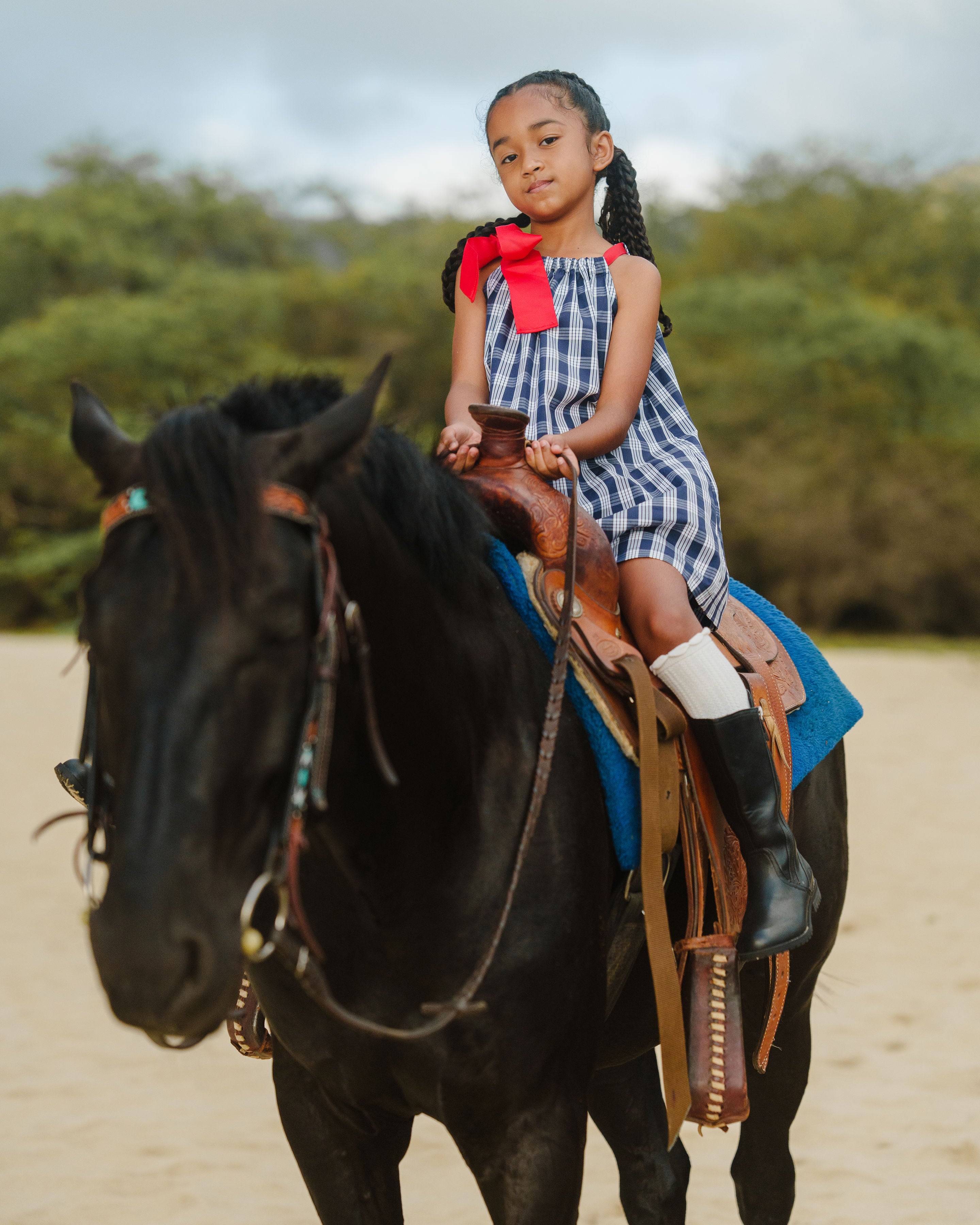 Coradorables GIRLS Palaka Navy Signature Ribbon Dress