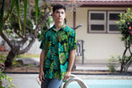 Cora Spearman Hawaii MONSTERA FLUORESCENT S/S "Kalani" Aloha Shirt