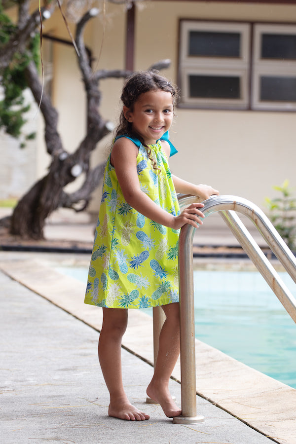 Coradorables GIRLS LIME PINEAPPLES Signature Ribbon Dress