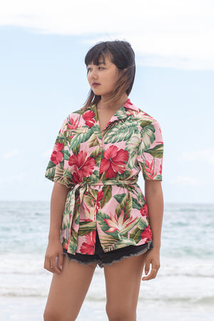 Cora Spearman Hawaii WOMENS ROYAL HAWAIIAN S/S Cinched Waist Top
