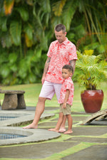 mens, hawaiian, shirt , protea, watermelon , slim fit, Coradorables, modern aloha, aloha wear, resort wear, family matching