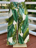 girls, hawaiian, wide legged, pant, monstera, ivory, green, rayon, Coradorables, modern aloha, aloha wear, resort wear, family matching