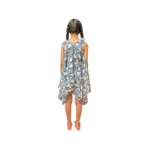 Coradorables GIRLS Blue Tribal Handkerchief Dress