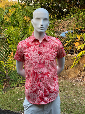 mens, hawaiian, shirt , protea, watermelon , slim fit, Coradorables, modern aloha, aloha wear, resort wear, family matching