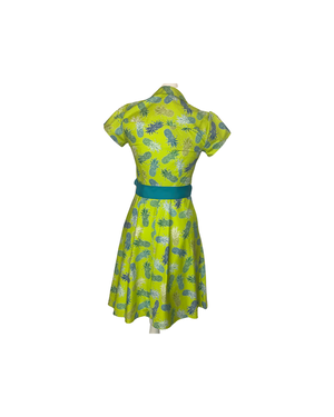 Cora Spearman Hawaii WOMENS LIME PINEAPPLES Aloha Shirt Dress