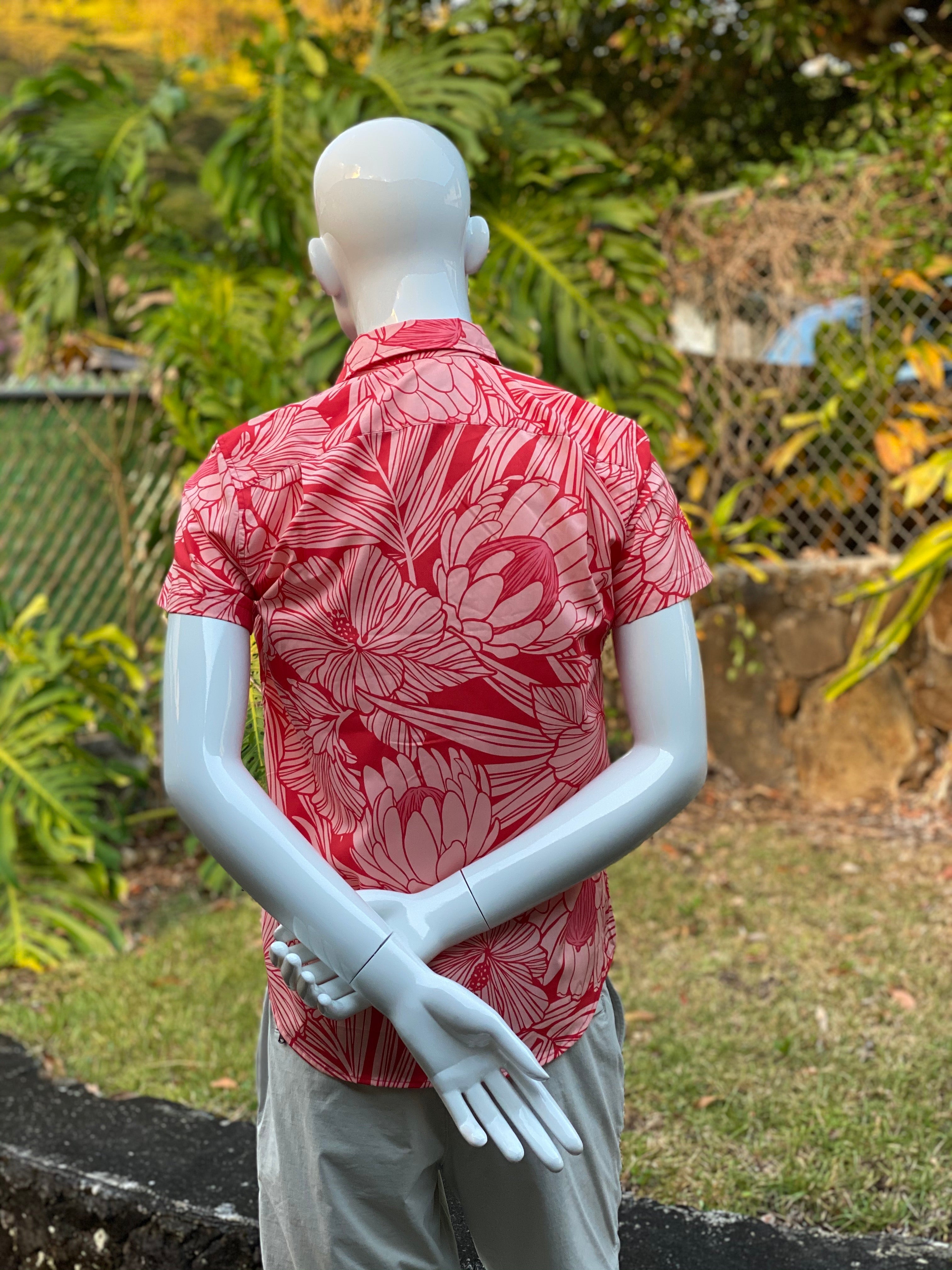 mens, hawaiian, shirt , protea, watermelon , slim fit, Coradorables, modern aloha, aloha wear, resort wear, family matching