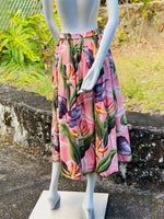 womans, hawaiian, maxi skirt, pleated, birds of paradise, mauve, Coradorables, modern aloha, aloha wear, resort wear, family matching