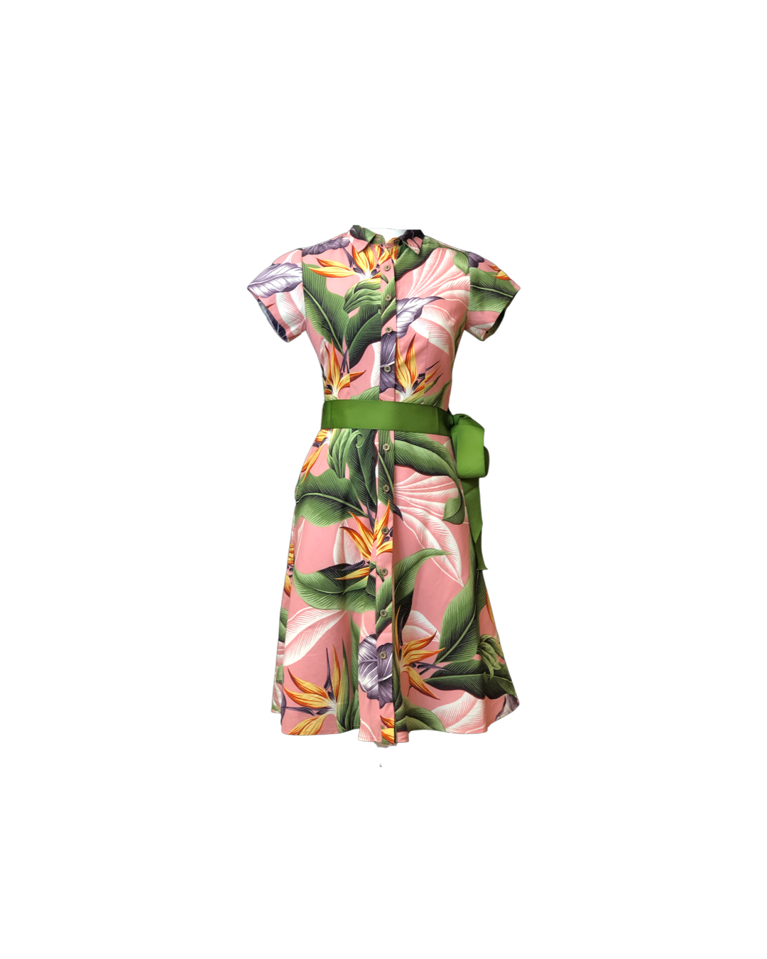 womans, hawaiian, shirt dress, fitted, birds of paradise, mauve, Coradorables, modern aloha, aloha wear, resort wear, family matching