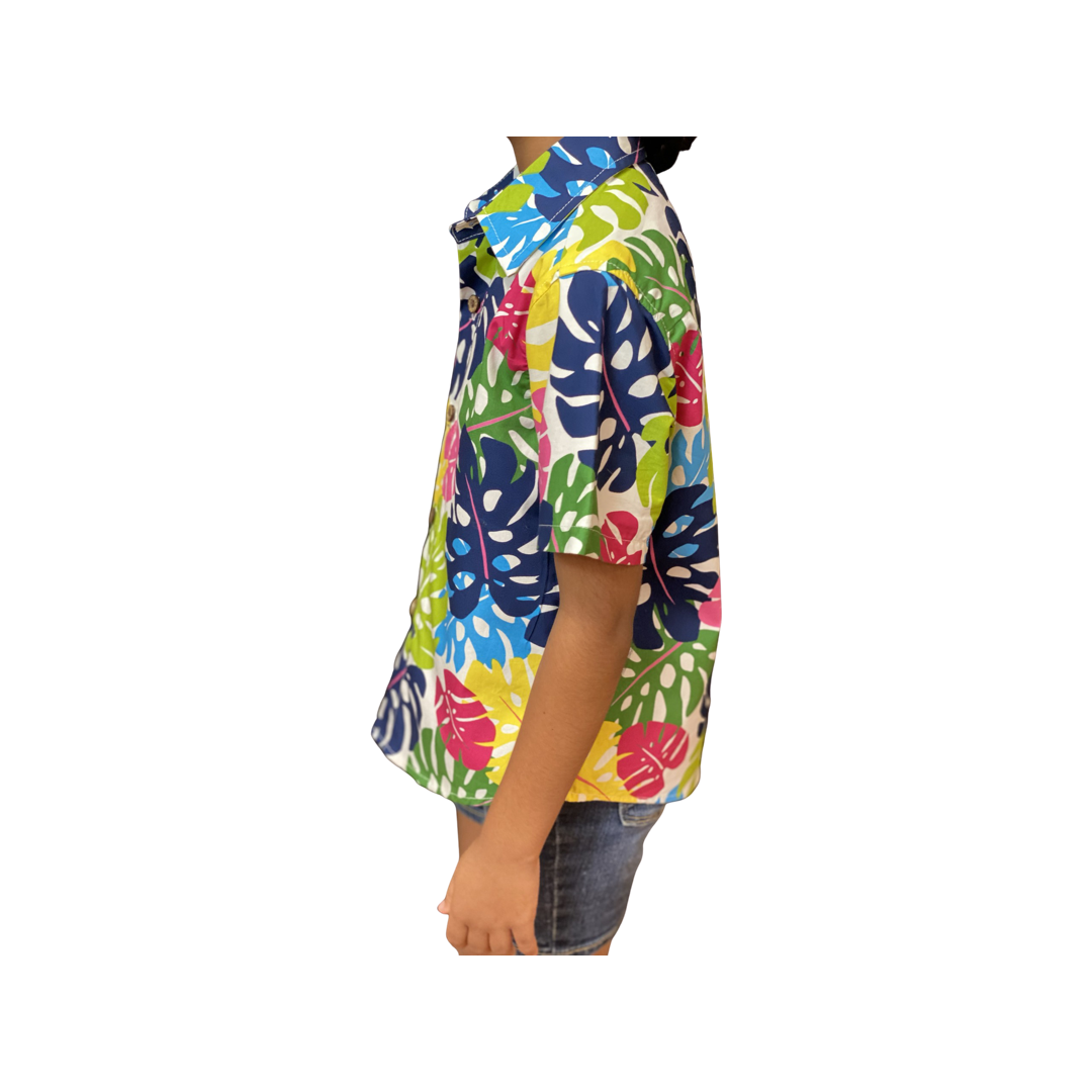 Coradorables BOYS Rainbow Monstera S/S "Kalani" Aloha Shirt