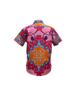 Cora Spearman Hawaii MENS Hawaiian Quilt Fuchsia S/S "Kalani" Aloha Shirt