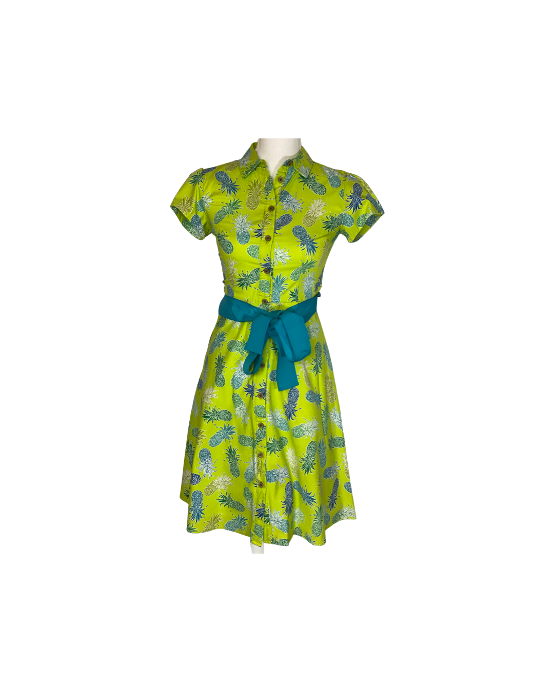 Cora Spearman Hawaii WOMENS LIME PINEAPPLES Aloha Shirt Dress