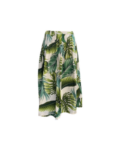 womens,  maxi skirt,  pleated,  hawaiian,  tropical print,  monstera, ivory,  green,  Coradorables,  aloha wear resort wear, hula, family matching