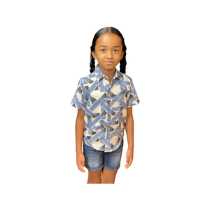 Coradorables BOYS Blue TRIBAL S/S "Kalani" Aloha Shirt