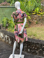 womans, hawaiian, shirt dress, fitted, birds of paradise, mauve, Coradorables, modern aloha, aloha wear, resort wear, family matching