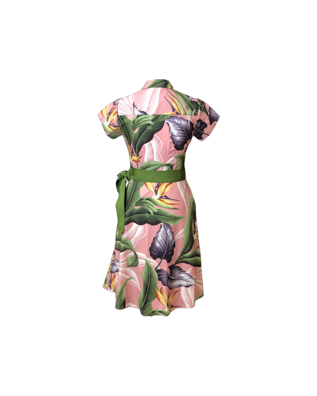 womans, hawaiian, shirt dress, fitted, birds of paradise, mauve, Coradorables, modern aloha, aloha wear, resort wear, family matching