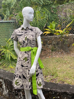 womans, hawaiian shirt, dress, protea, black, fitted, Coradorables, modern aloha, aloha wear, resort wear, family matching