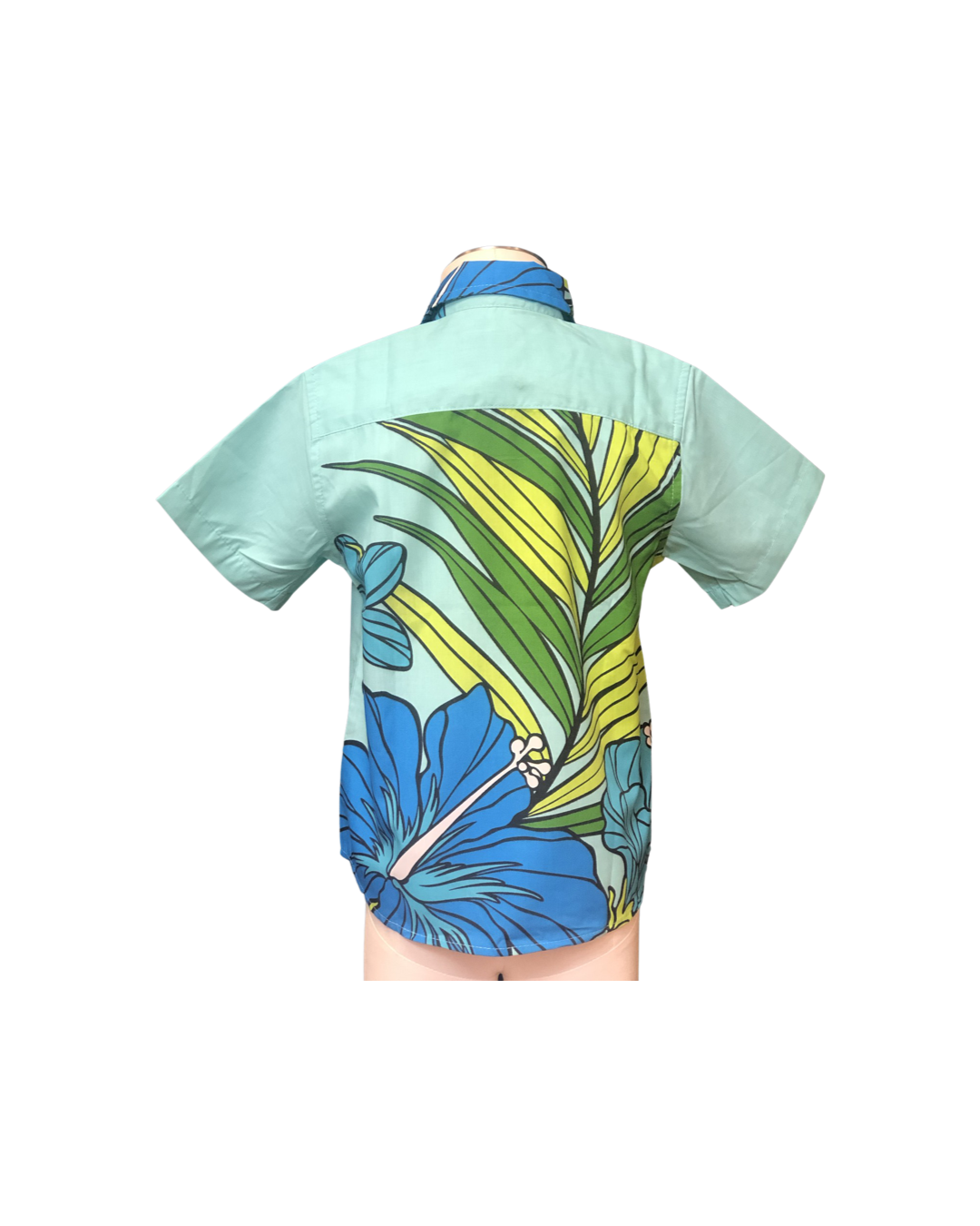 Coradorables BOYS XL HIBISCUS AQUA S/S "Kalani" Aloha Shirt