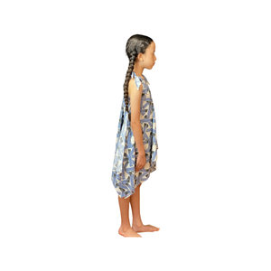 Coradorables GIRLS Blue Tribal Handkerchief Dress