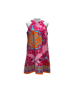 Cora Spearman Hawaii WOMENS Hawaiian Quilt Fuchsia Halter Neck Sheath Dress