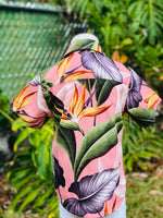 boys, kids, hawaiian shirt, birds of paradise, mauve, short sleeve, slim fit, gender neutral, Coradorables, modern aloha, aloha wear, resort wear, family matching