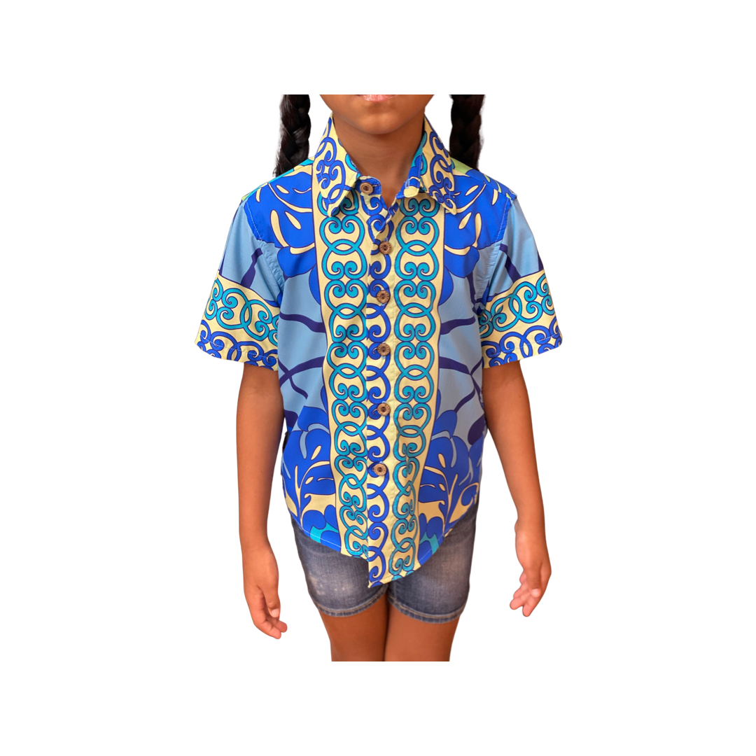  boys, hawaiian, shirt, hawaiian quilt, ocean blue, aloha shirt, unisex,  Coradorables, modern aloha, aloha wear, resort wear, family matching