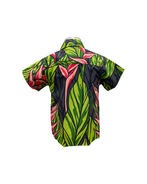 boys hawaiian shirt, black ginger, slim cut fit, size up recommended, aloha shirt, unisex, Coradorables, aloha wear, resort wear, family matching