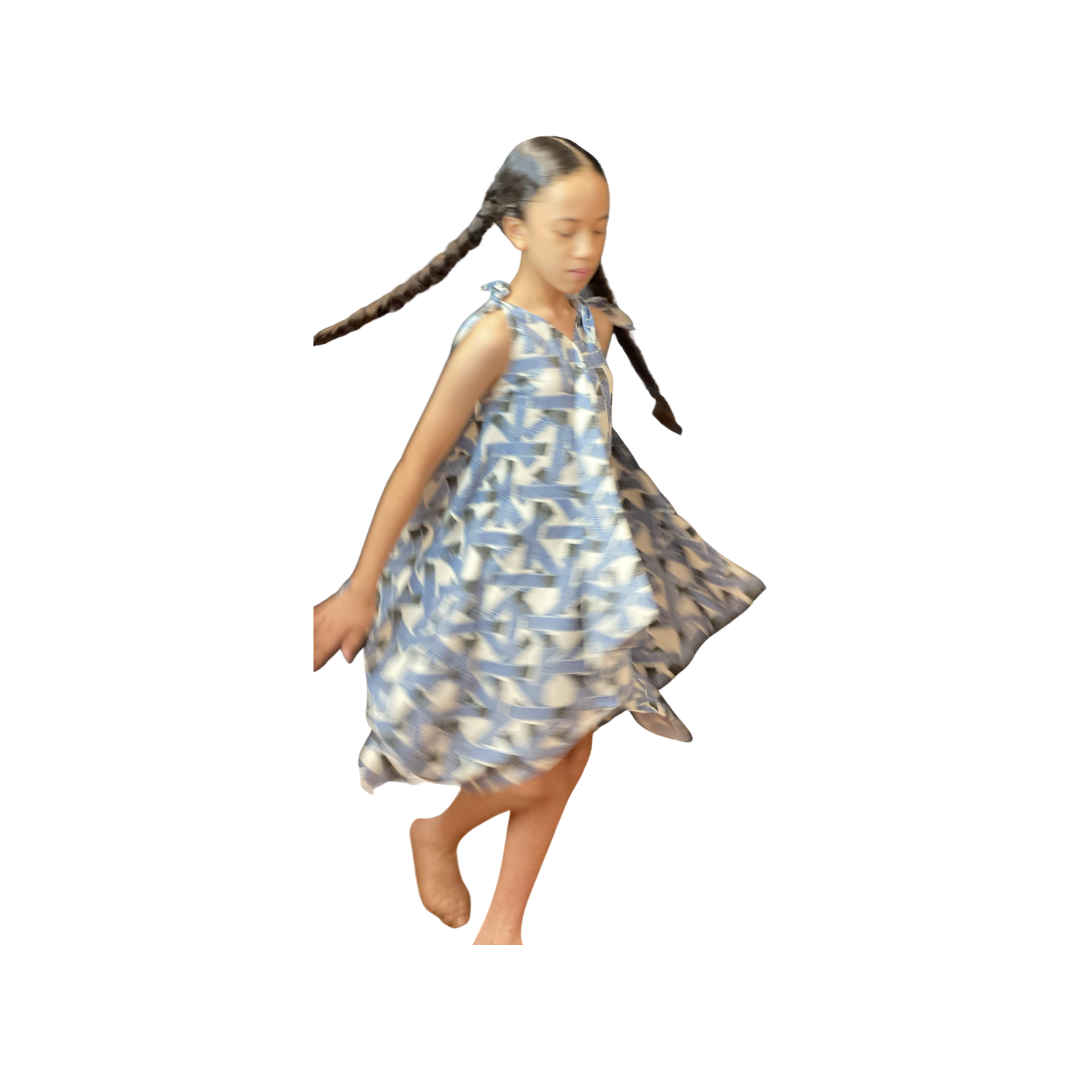 Coradorables GIRLS Blue Tribal Handkerchief Dress